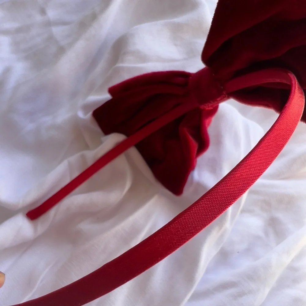 Red Velvet Bow Headband hair Accessories Acrylic Hair Claw NWOT
